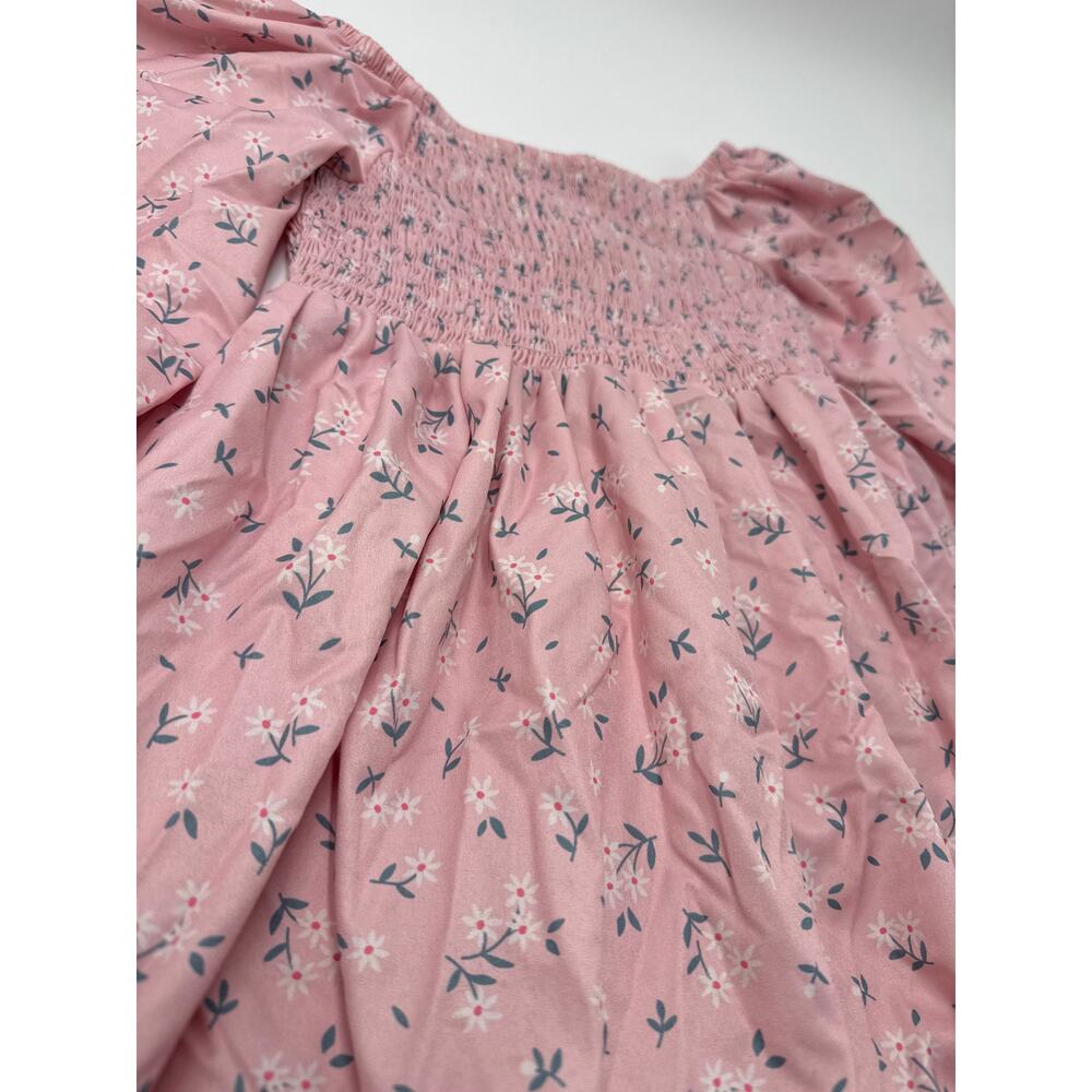 Sparkle In Pink Floral Dress Girls XL 6T Ruffle Twirl Boho Easter